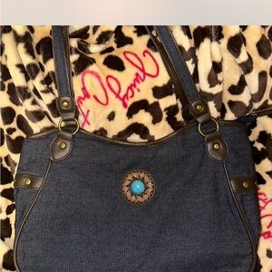 Stylish Denim and Brown Women's Bag
